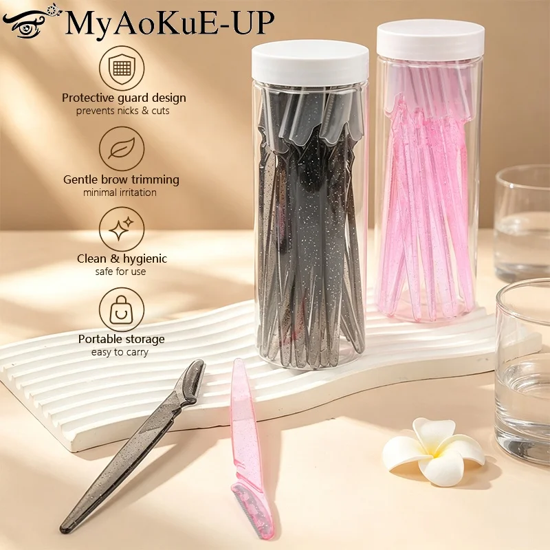 1/8/16 Pcs Crystal Eyebrow Razor Portable Facial Hair Remover Safe Slanted Blade Eyebrow Shaper Trimmer for Women Makeup Tool