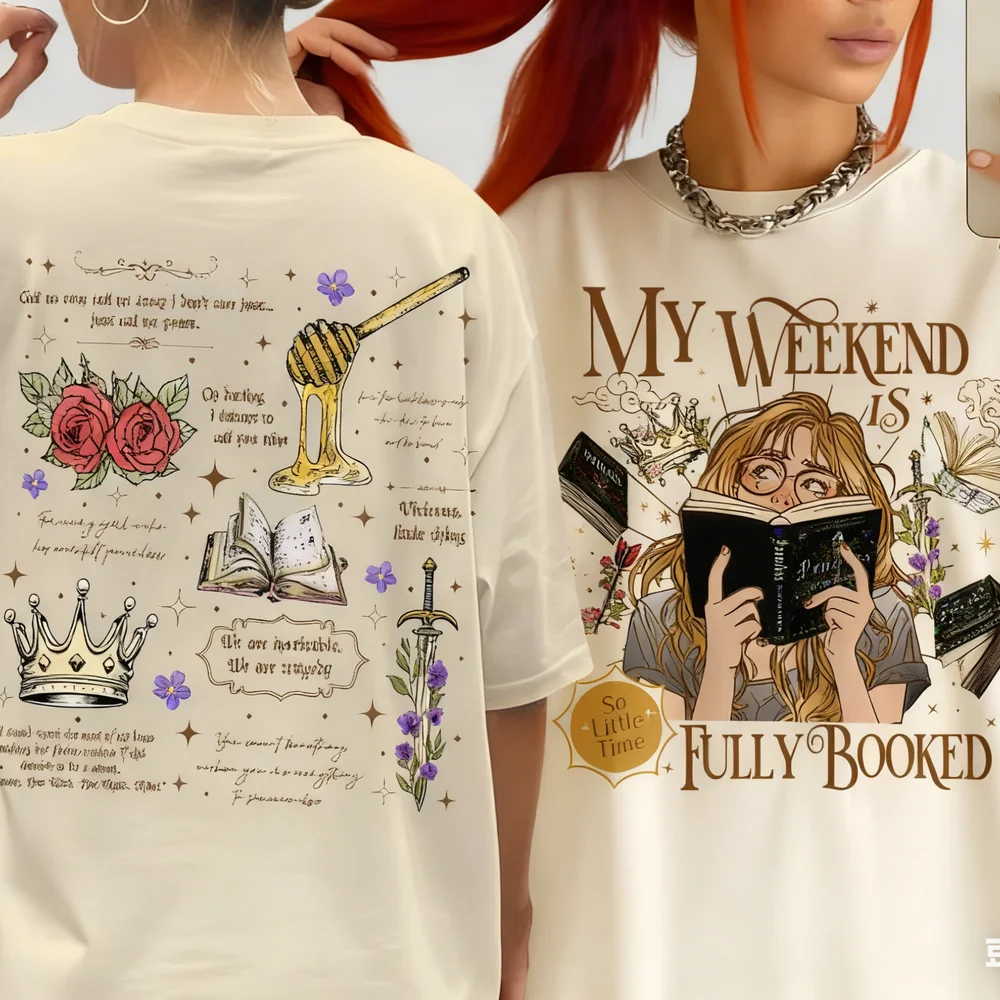 Women Cotton T Shirt Powerless Series Shirt Fully Booked Weekend Tee Bookworm Gift Kai & Paedyn Shirt Fashion Crop Tops