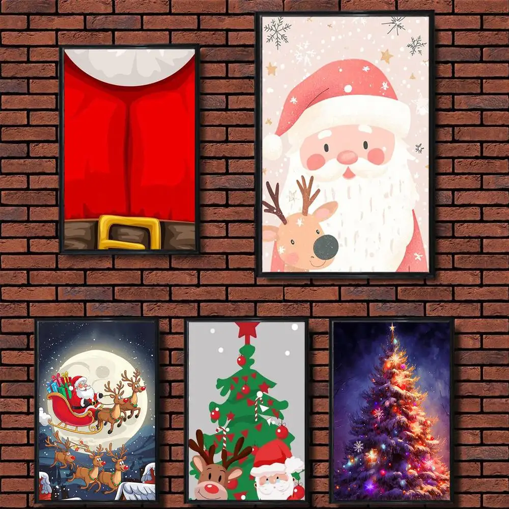 

cute s-Santa Claus Tree-es High Quality Dorm Living Room Aesthetic Wall Decoration Painting Poster Stickers Gift