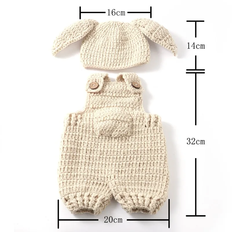

Newborn Rabbit Jumpsuit Set Carrot Themed Baby Photography Costume Three Piece Set