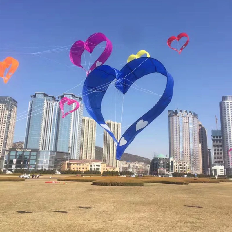 

Free Shipping heart kites flying kites sets beach game toys professional kite adults kites reel Spinning top with rope parafoil