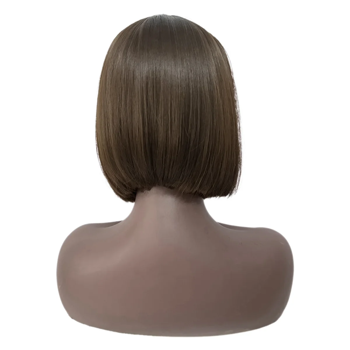 باروكات صناعية قصيرة مستقيمة من ABGN مع غرة، شعر مستعار بني رائع للنساء، مظهر طبيعي صناعي مقاوم للحرارة