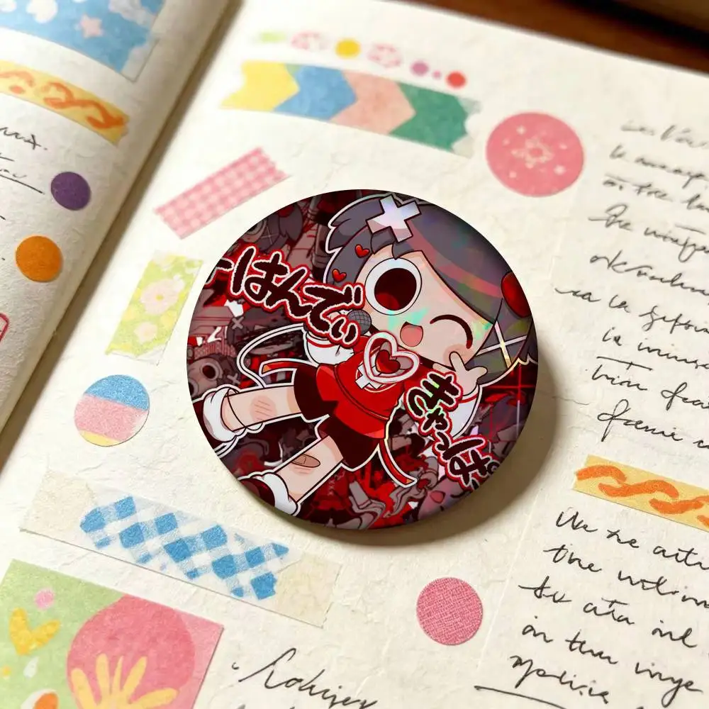 Cartoon Singer P-Pepoyo Anime   Cartoon Brooches Anime Badge Round Handmade Brooch Lapel Pins Jewelry For Backpack Clothes Gifts