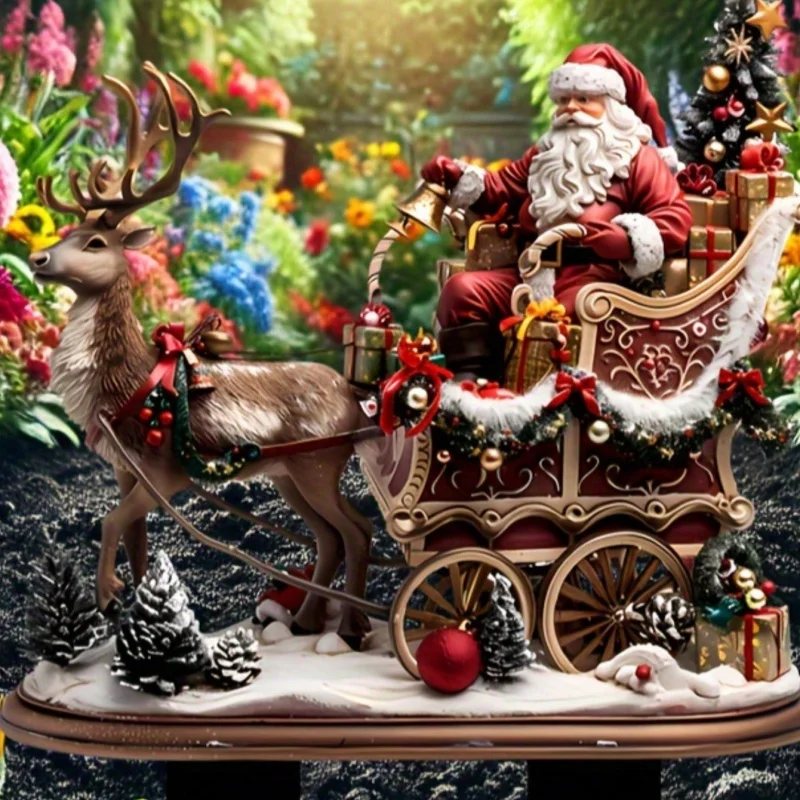 1 piece of snow Santa Claus and reindeer garden stake Alex waterproof and wear-resistant courtyard floor insert pendant ornament