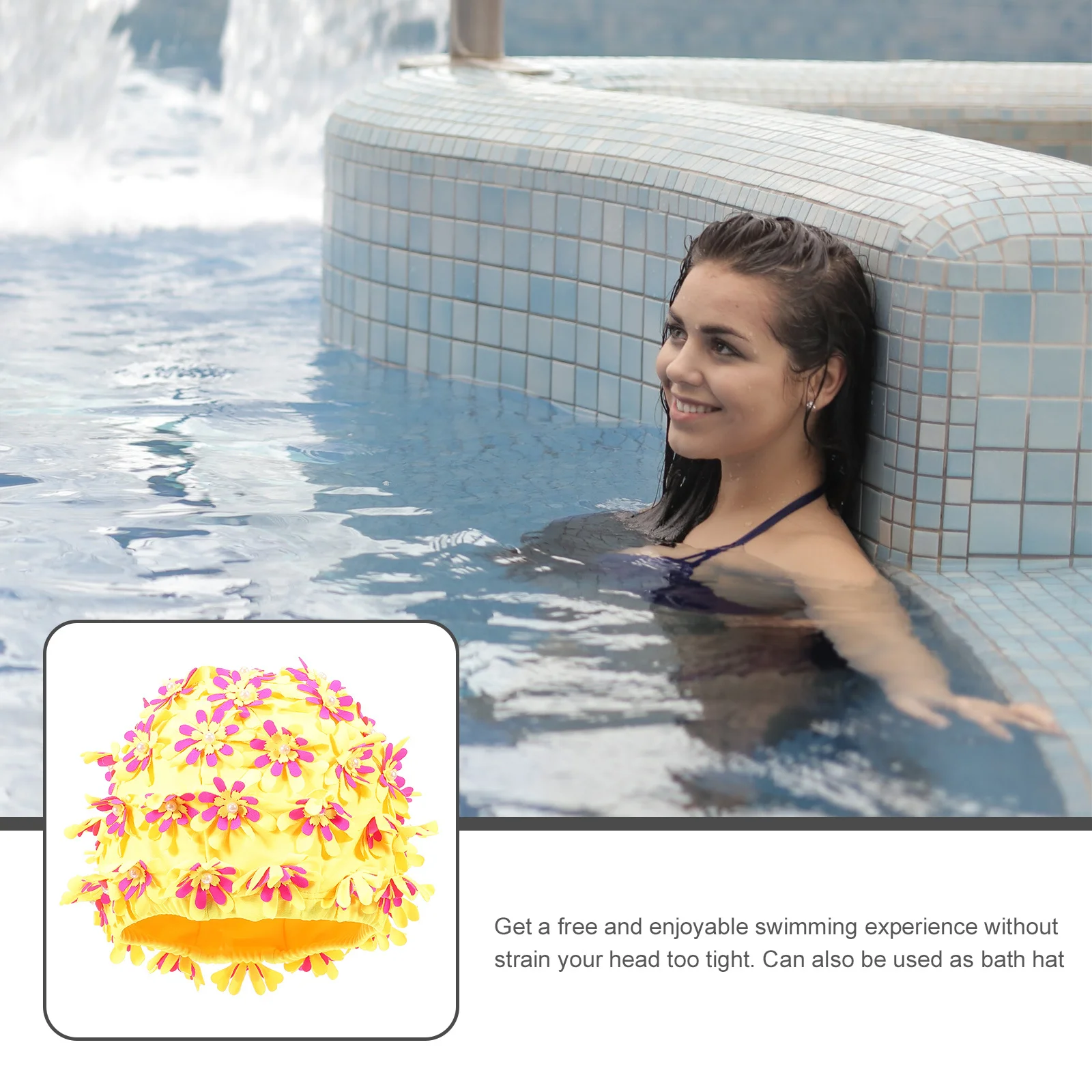 

Waterproof Floral Swim Cap Brocade Elastic Comfortable Swim Hat Ladies for Swimming Shower Bath Swimming Cap for Women