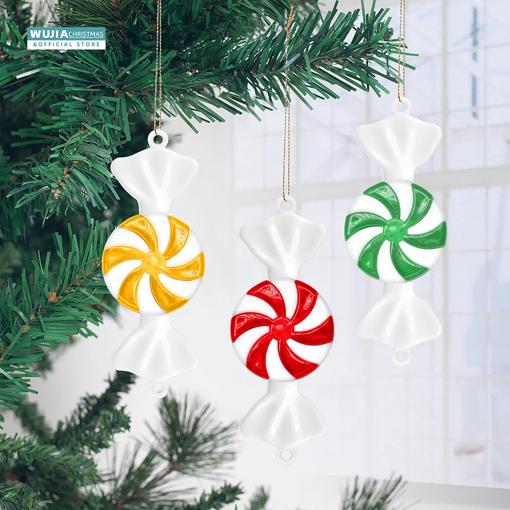 12PCS Christmas Lollipop Candy Cane Pendant Xmas Tree Hanging Ornaments for Holiday Party Navidad Natal Noel 2024 New Year Gifts