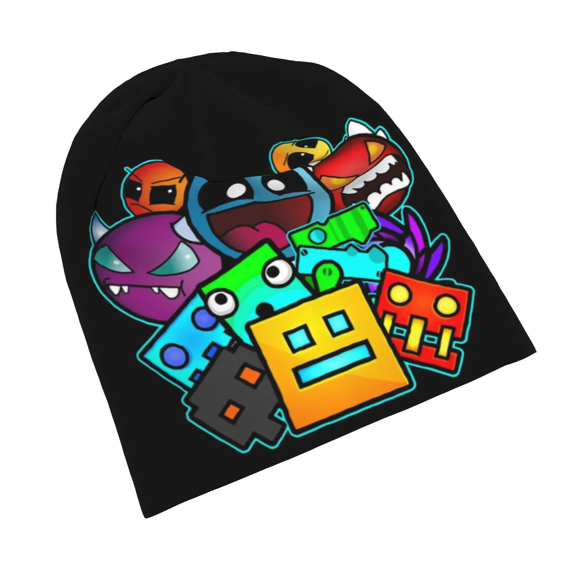 Video Game Geometric Dash Cap Geometry Dash Vintage Autumn Winter Street Skullies Beanies Hats Summer Warm Dual-use Bonnet Hats