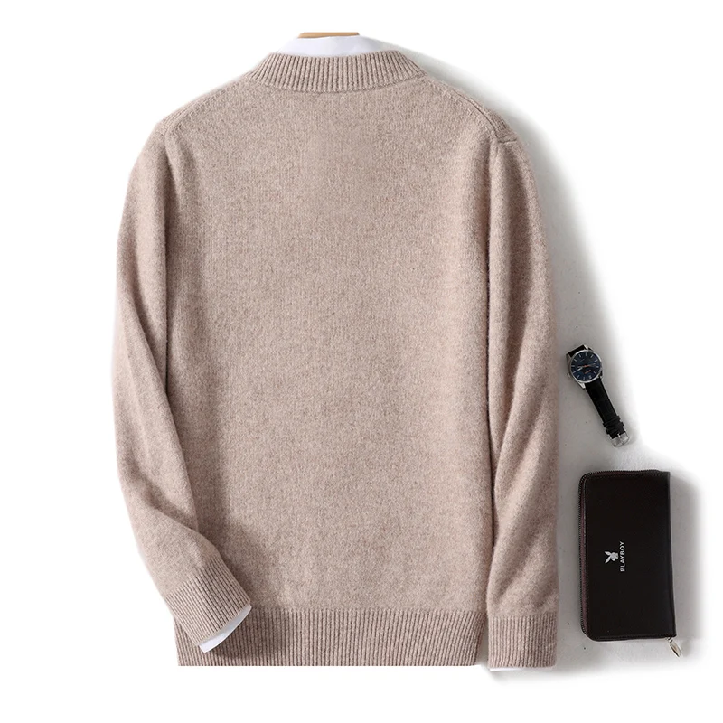 Autumn/winter men's pullover pure wool semi-turtleneck wheat-wool sweater knit