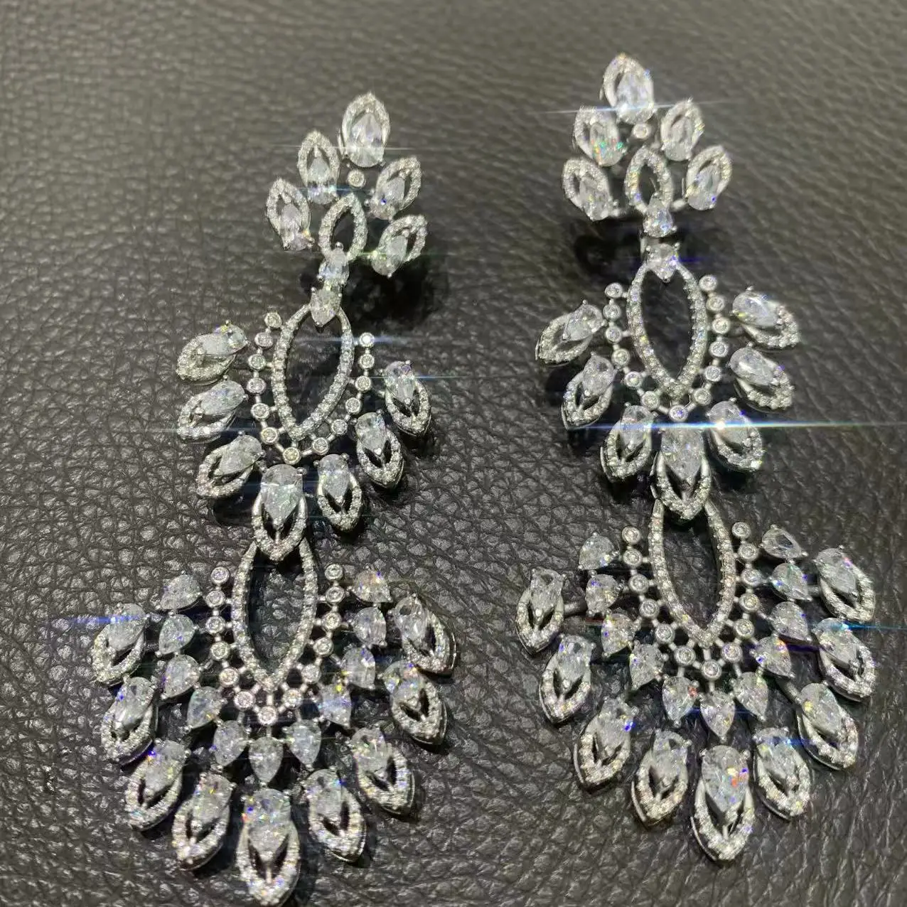 

large drop earring 925 sterling silver with cubic zircon long earring luxury jewerly fine women jewelry for party wedding