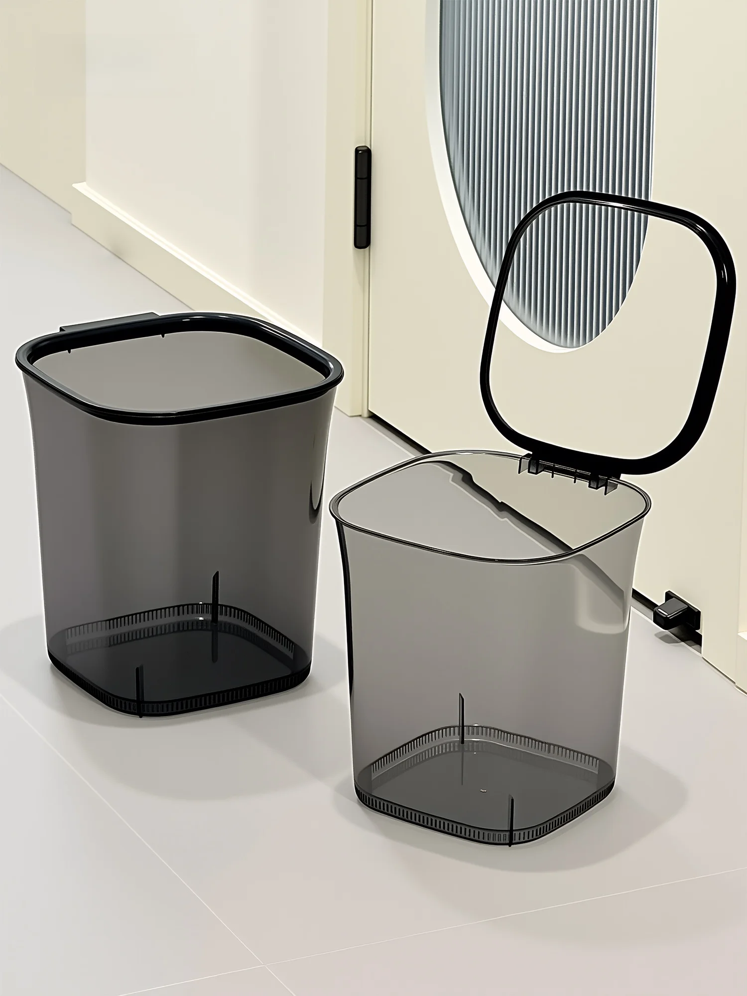 

Большой прозрачный мусорный бак для ванной, гостиной, спальни, с высоким эстетическим качеством, для домашнего использования, безопасный для животных, без запаха