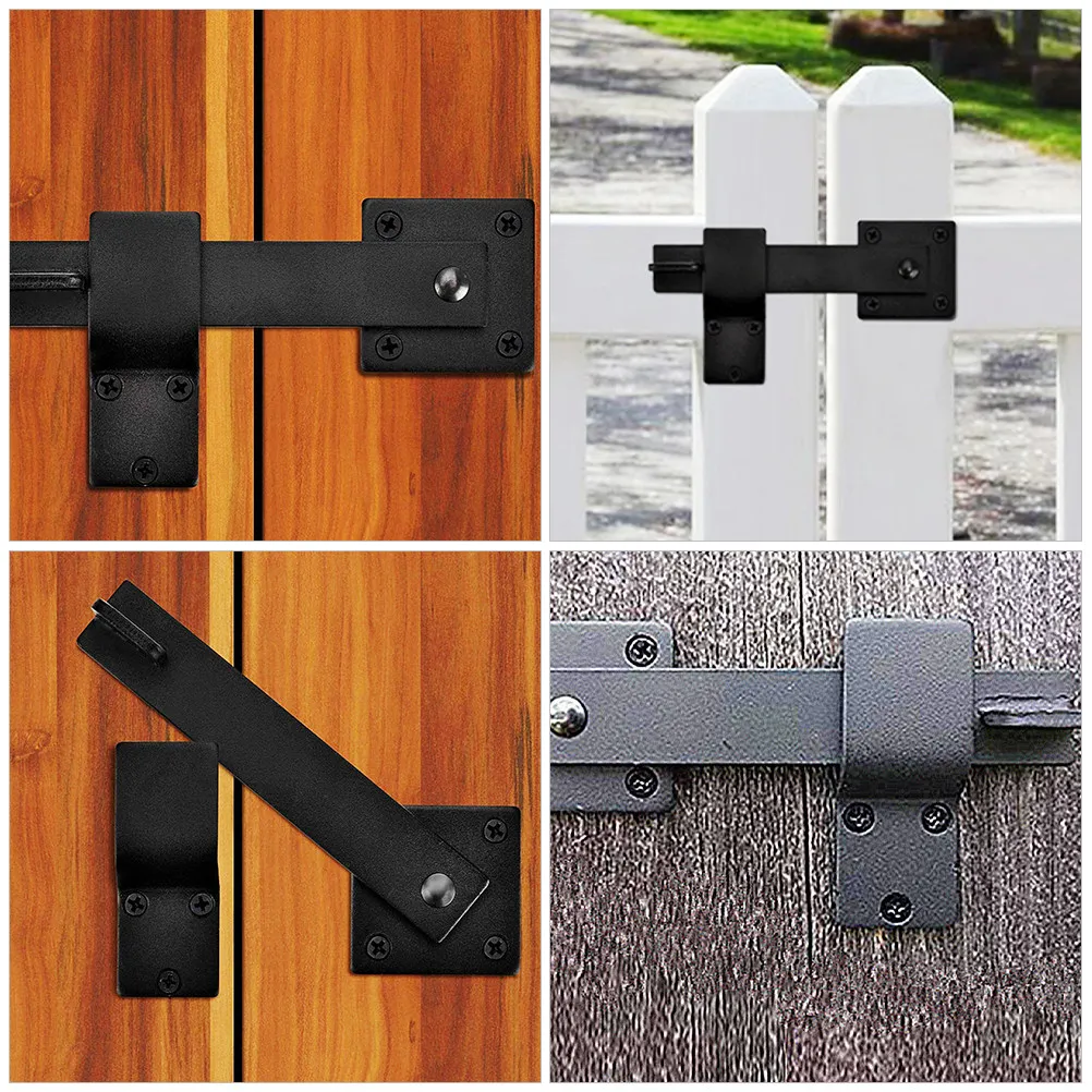 2Sets Sturdy Carbon Steel Barn Door Latch for Sliding Doors Farm Gates Fence Security Lock with Classic Grain Design Door