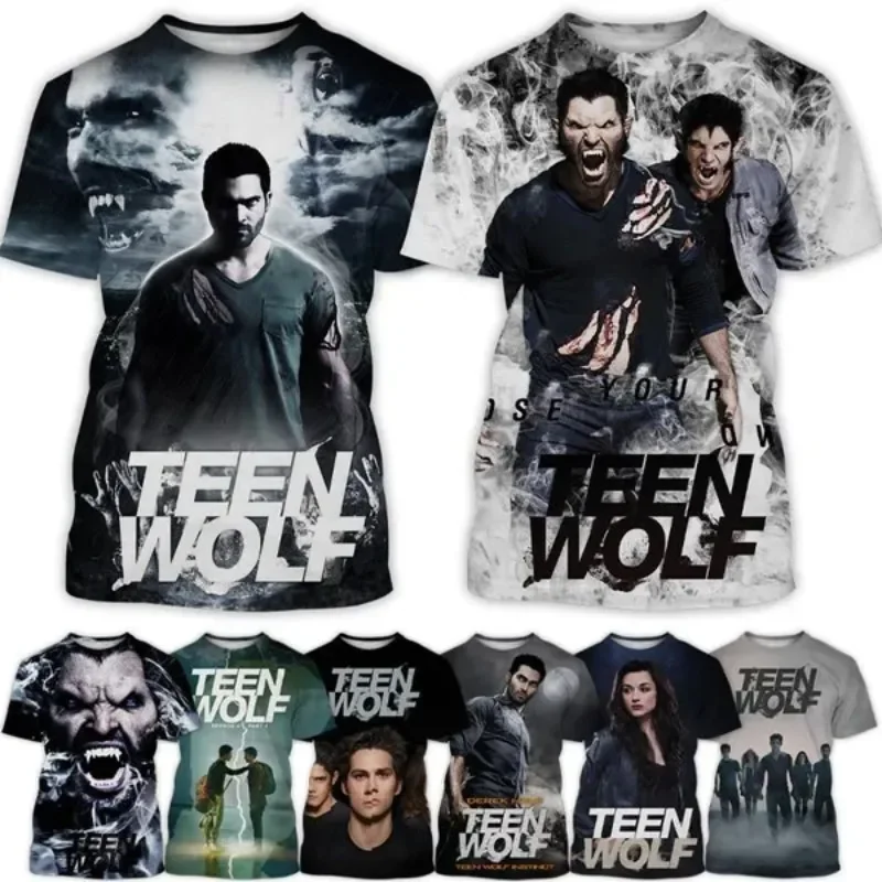 TEEN WOLF T-shirt a Maniche Corte Da Uomo Stampata in 3D Hip-hop Da Uomo E Da Donna Casual Girocollo T-shirt Sportiva Da Uomo