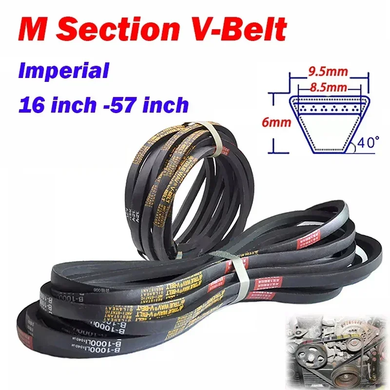 1Pcs V-Belt M Section  M-16 to  M-57 Imperial 9.5mm x 6mm Transmission Belts for Industrial 16 inch to 50 inch