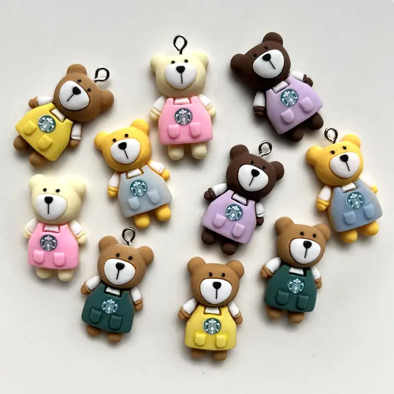 10Pcs new cute resin mini cartoon animal bear flat back Cabochon scrapbook Kawaii DIY decorative accessories