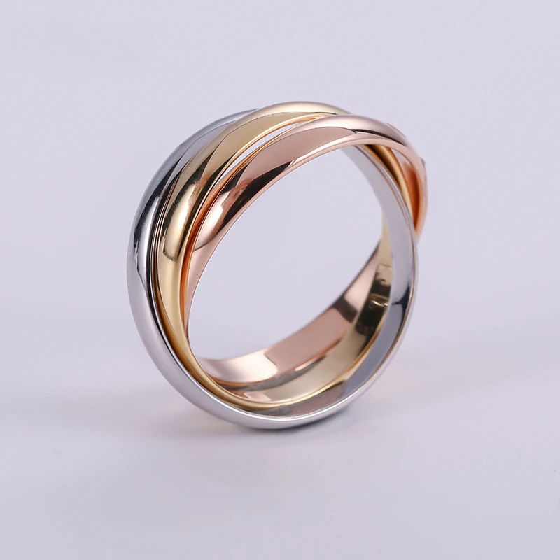 Sterling silver rose gold internet three-color ring