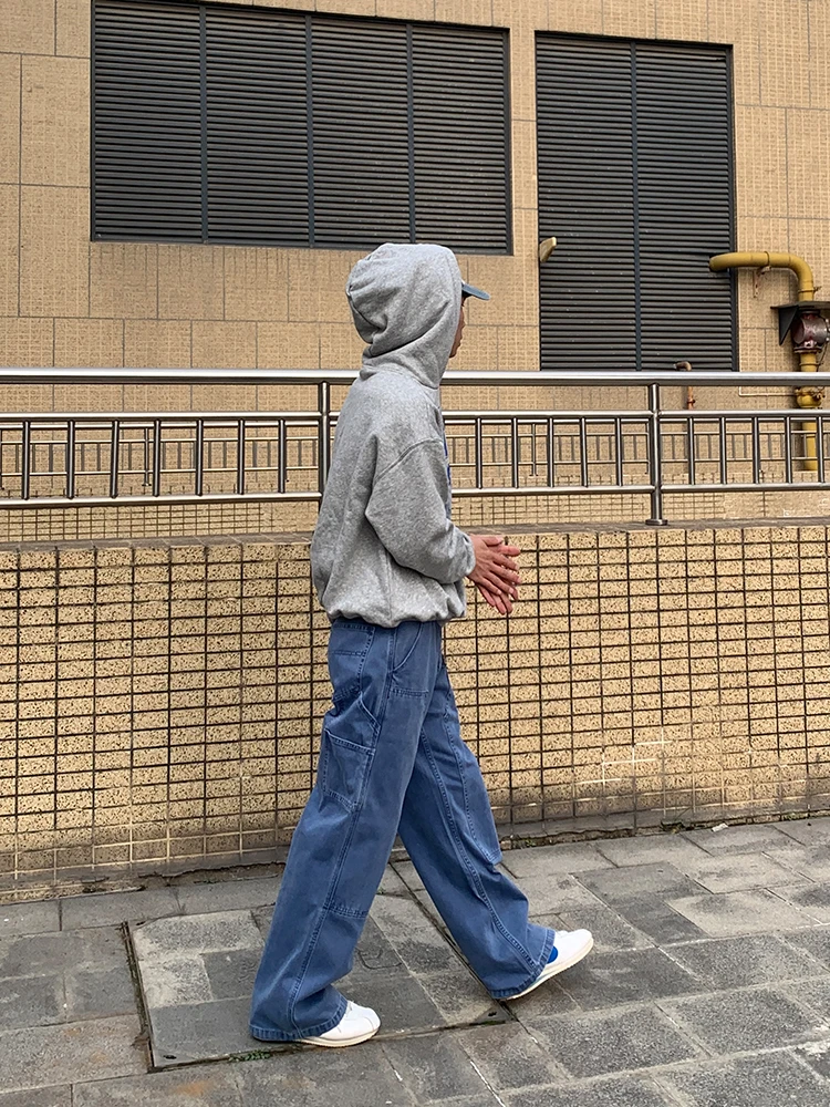

Retro Logging Work Pants Waed Straight Leg American Street Sle High Street Trendy Straight Leg Casual Trousers for Youth