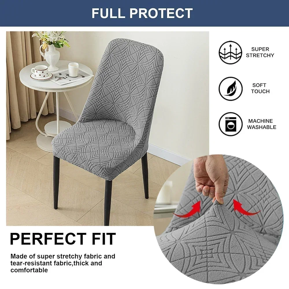 Jacquard Chair Cover for Dining Room Wedding Banquet Stretchy Water Repellent Chair Protector Chair Slipcover fundas para sillas