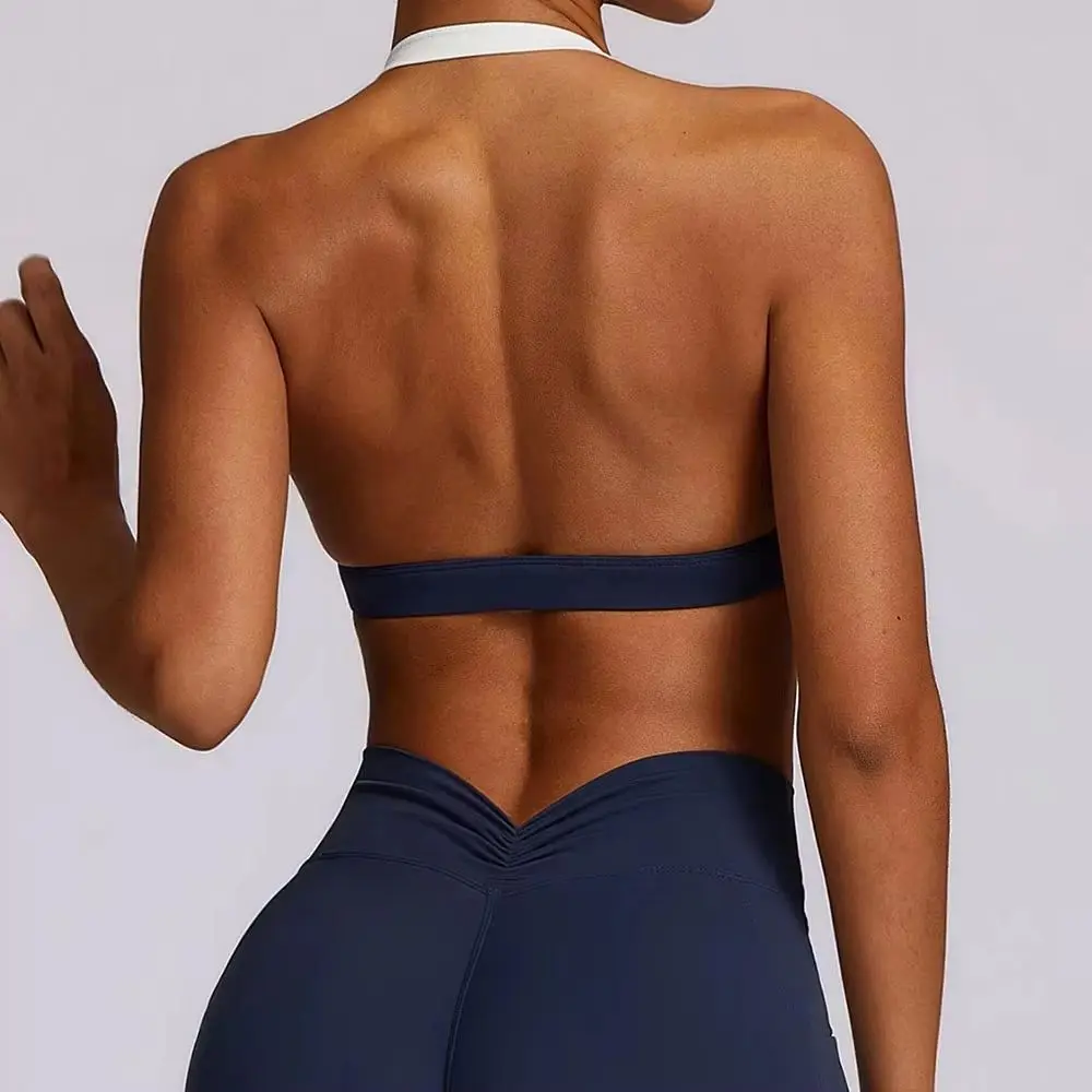 

Women Neck Hanging Back Beauty Yoga Bra Quick Drying Sports Underwear Gym Push Up Workout High-intensity Running Fitness Vest