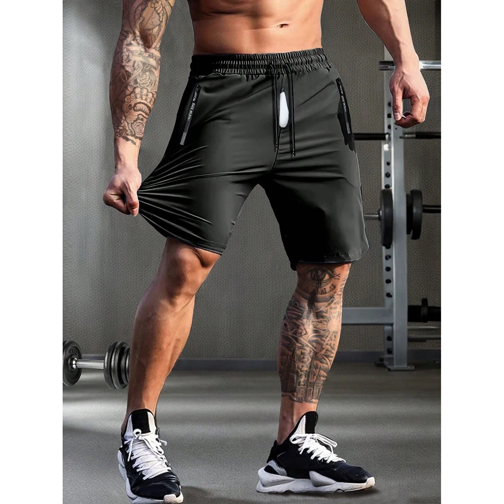 

Мужские повседневные шорты Liaeglam из ледяного шелка с удлиненной молнией, летние, с открытым шаговым швом, больших размеров, с карманами