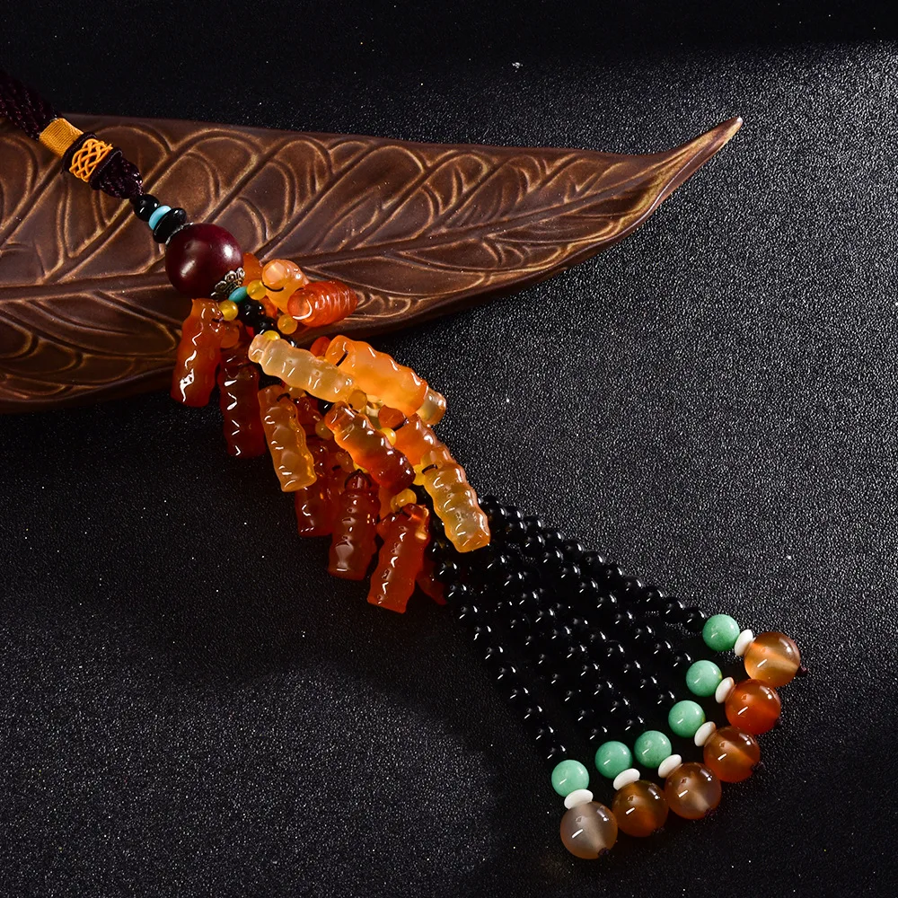 

Car Ornament Pendant Mausoleum Agate Interior Decoration Accessories Vehicle Hanging Decoration Jewelry Auto Decorative Dangle