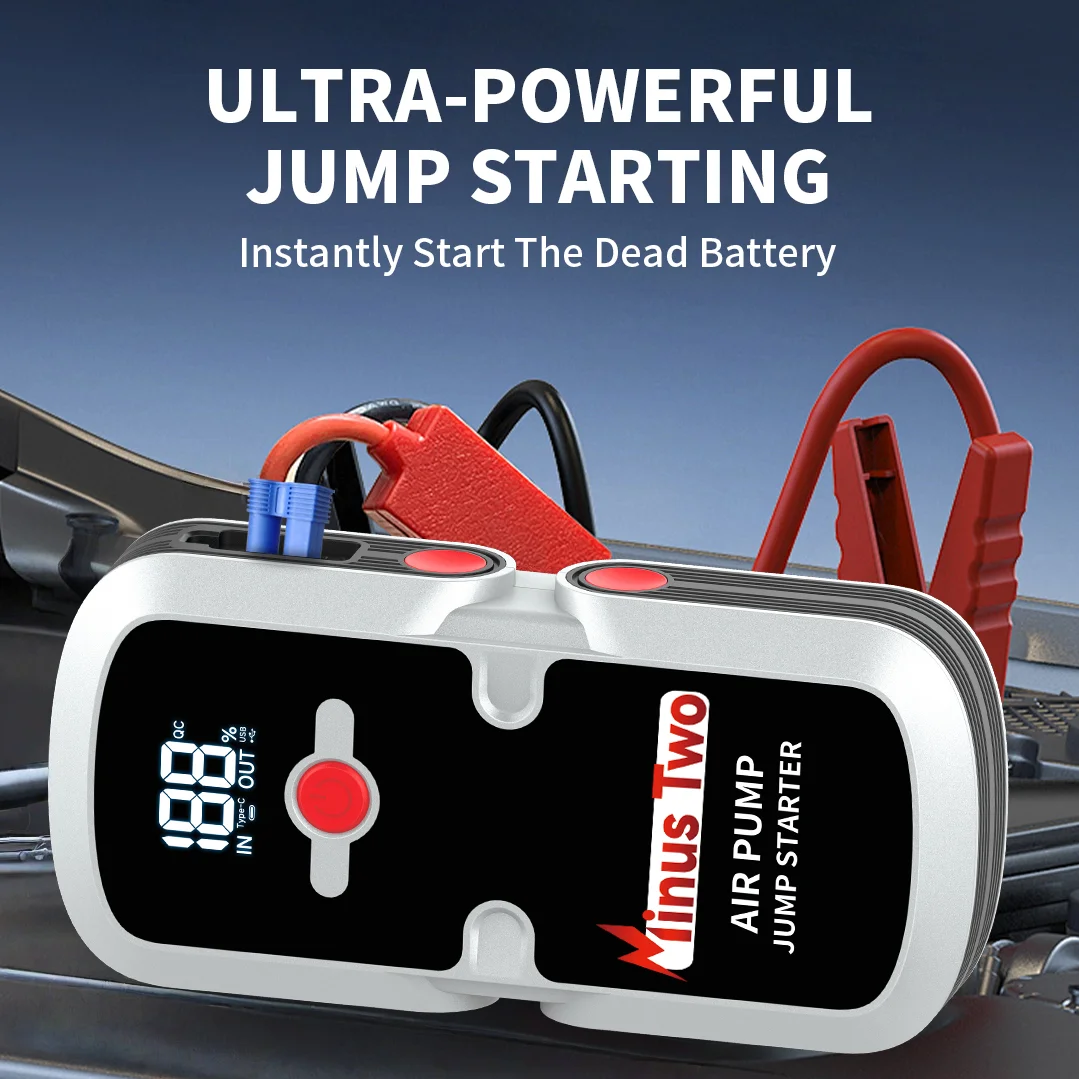 Portable Jump Starter for All Engines, Car Battery Booster, Power Bank with USB Fast Charging & LED Flashlight.