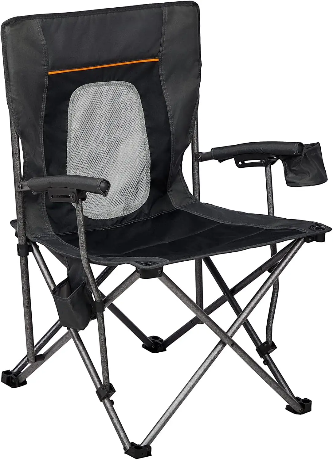 

Folding Camping Chair with Breathable Mesh Back, Lightweight Outdoor Chair for Adults, Supports 300 lbs, Black