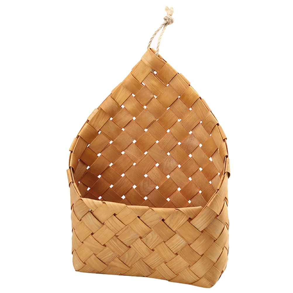 

Wood Chips Woven Hanging Flower Basket Rustic Wall Decoration For Home Garden Balcony Plant Pot Dried Flower Arrangement