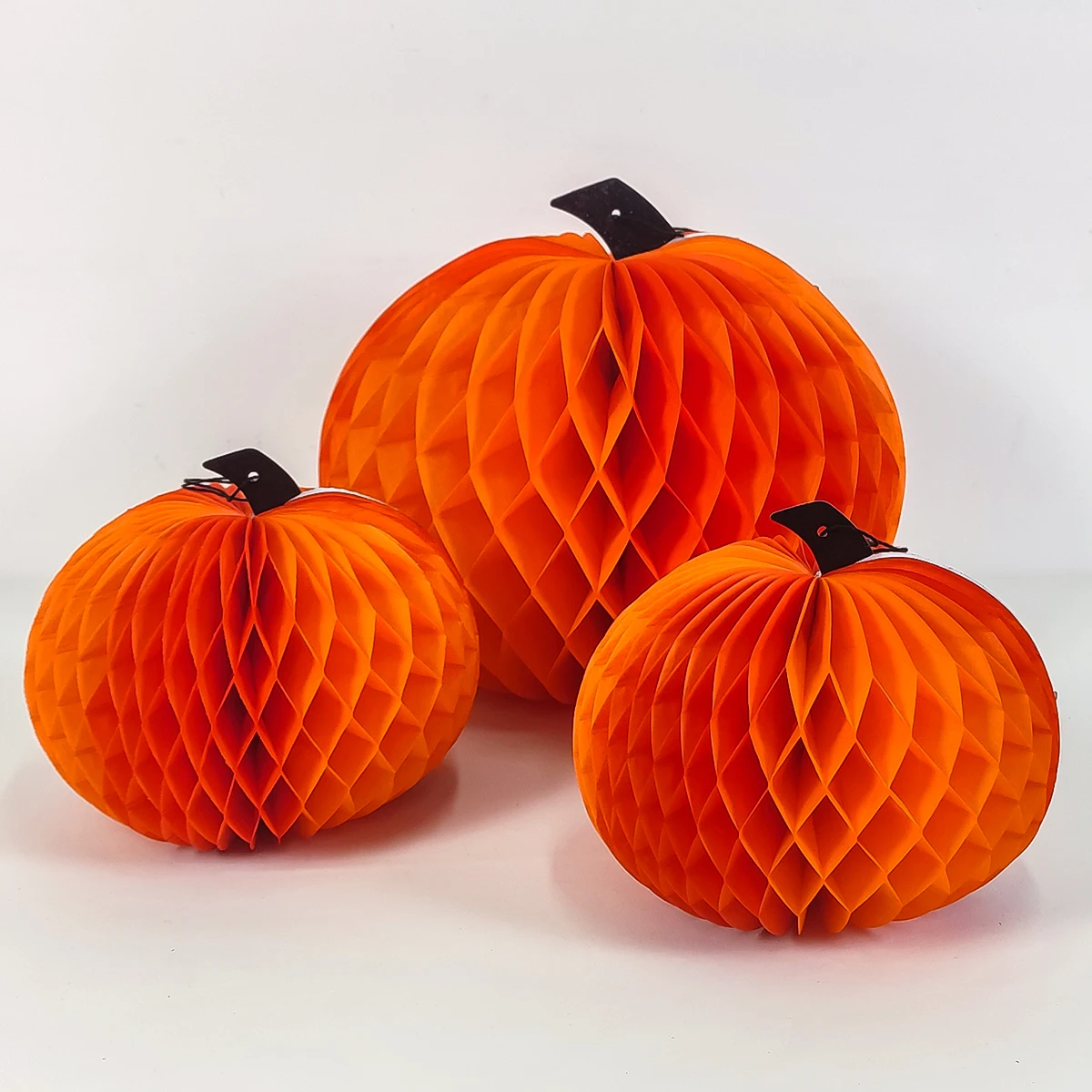 Halloween Pumpkin Beehive Ball Decoration Pendant 3PCS Paper Pumpkin DIY for Thanksgiving Party Table Decorstion Ornament