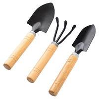 Garden Tool Sets, 3Pcs Wooden Handle Mini Shovel Hand Planting Garden Small Rake Spade Tool