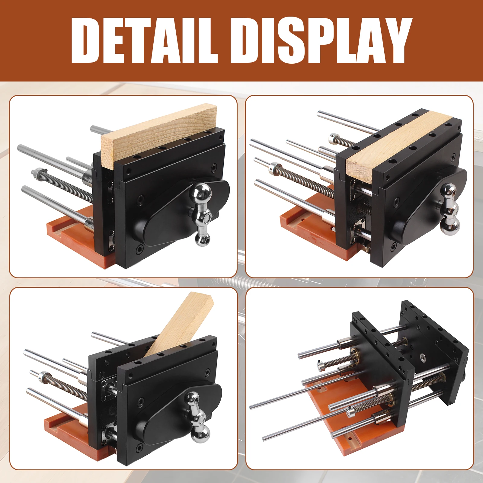 High Precision Woodworking Vise, Gear Chain Double Action Guide Rail Type Bench Vise, Aluminum Alloy Woodworking Bench Clamp