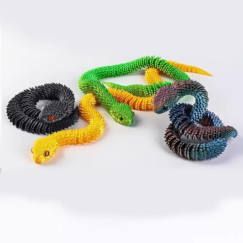 1/4pcs movable snake toys, flexible twisting snake shaped ornaments, sensory toys, multi-color desktop decorations