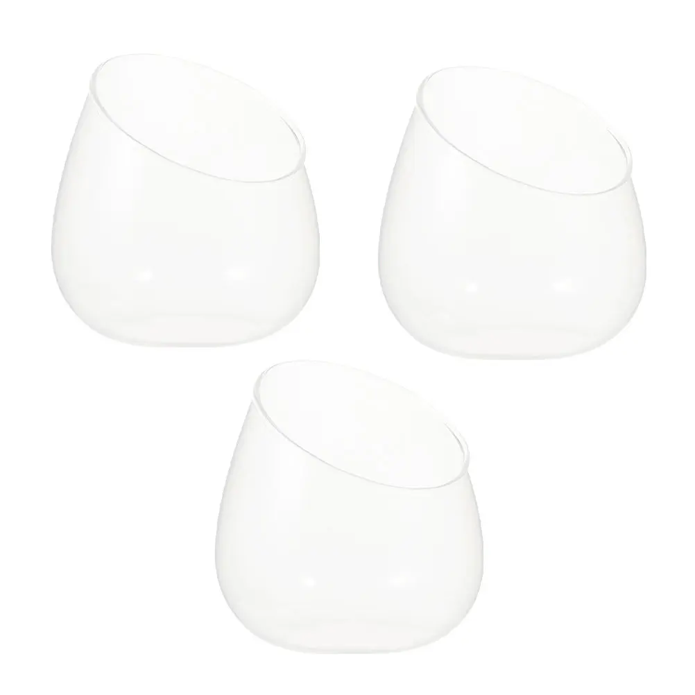 3Pcs Glass Slant Cut Micro Landscape Bottle Set for Small Plants Cobble Decor Creative Terrarium Vase Tabletop Ecological Glass