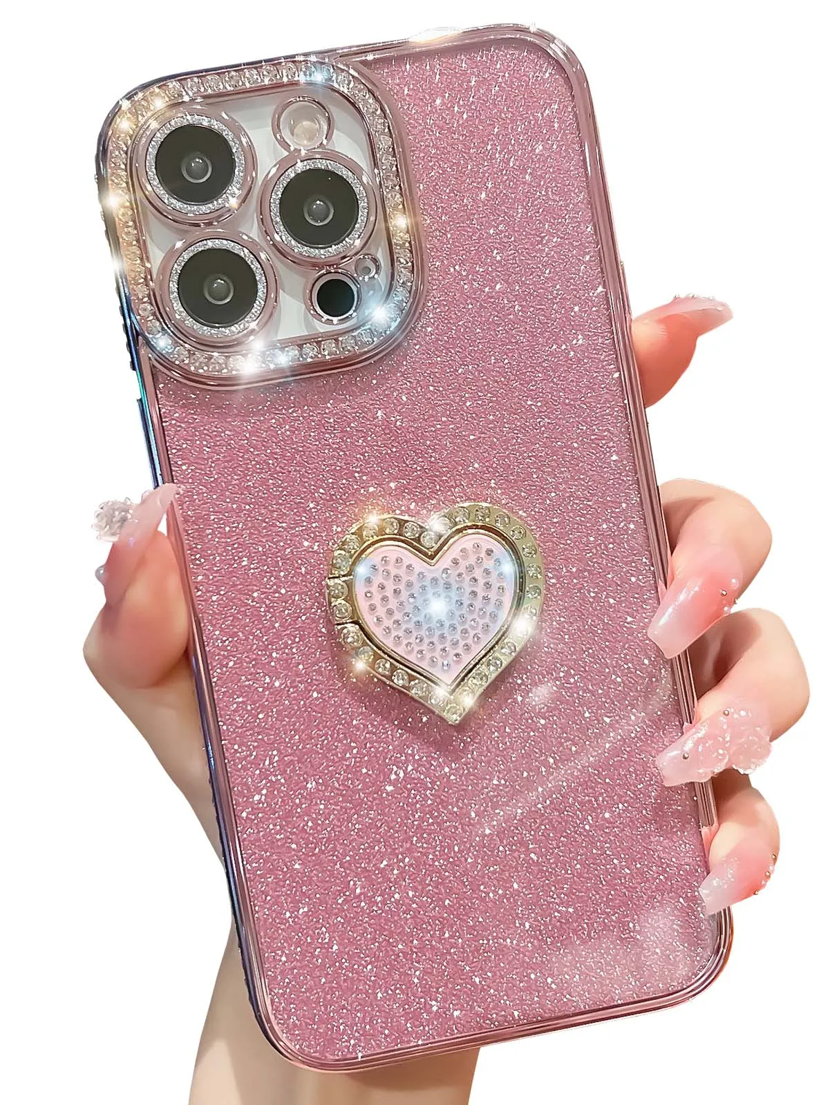 Kerzzil Luxe Diamond Plating Hart Clear Case Voor iPhone 11 12 13 14 15 Pro Max Met Lens Protector Schokbestendige Soft cover