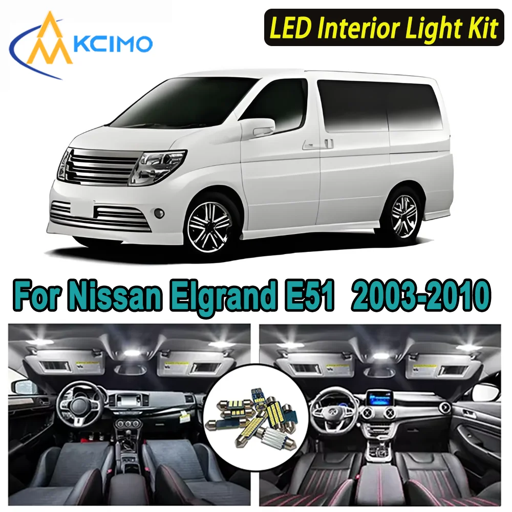 

Kcimo LED For Nissan Elgrand E51 (2003-2010) Premium Bright LED Interior Dome Map Trunk Light Kit Car Led Lamps Car LED Lights