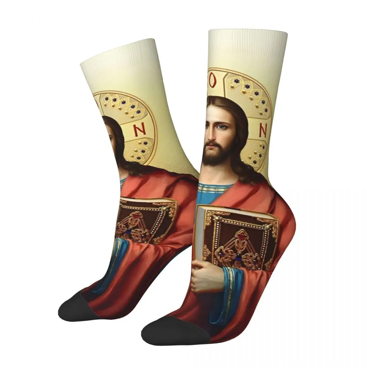 Men's Socks Jesus God Bless Stockings Spring Retro Soft Socks Graphic Running Anti Skid Socks