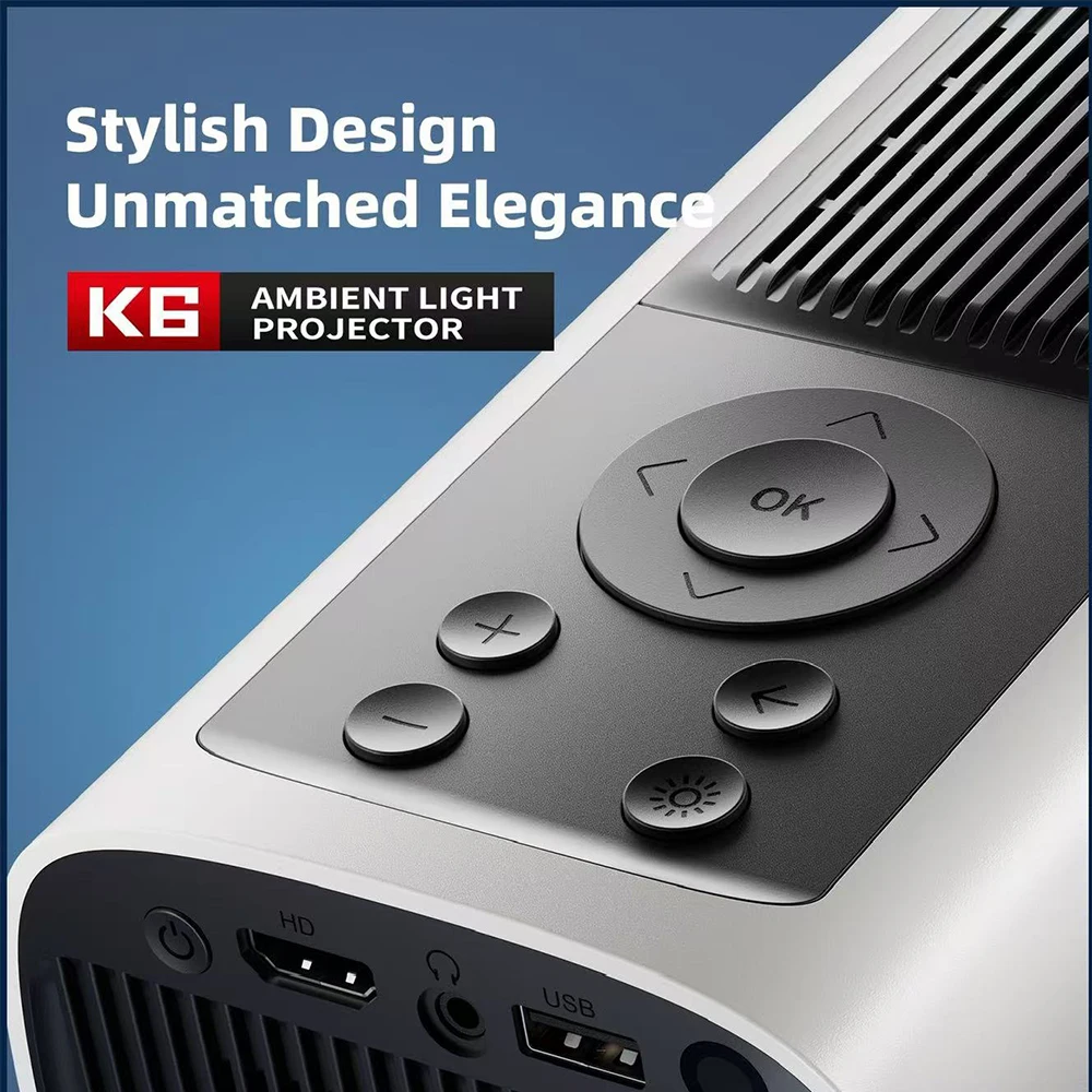 ZXY LONNST K6 Mini Portable Smart Projector With Wi-Fi and Touch Control 1080P Resolution Video Projector