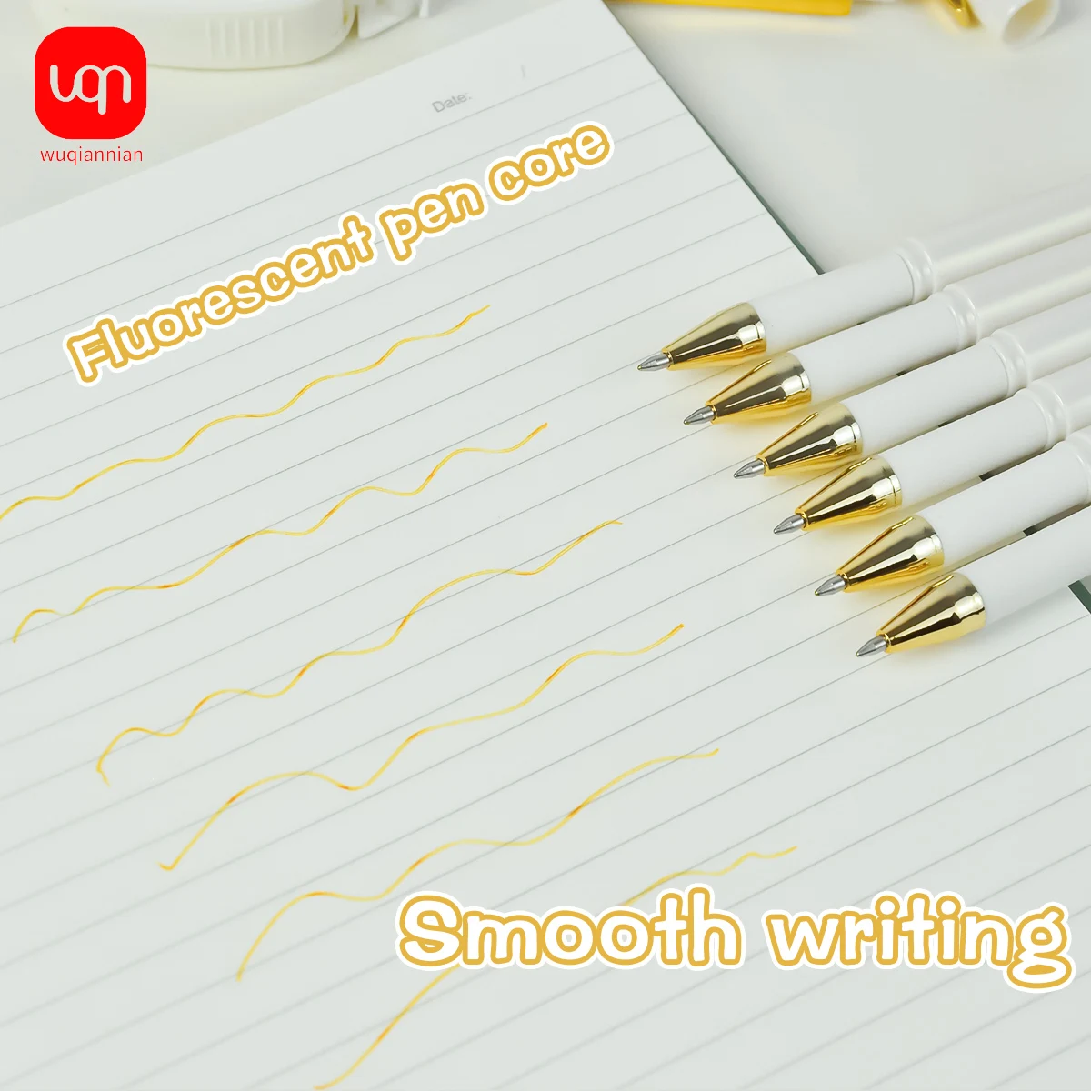 WQN-4/8/12 SZT. Wysokiej Jakości Długopis Żelowy z Końcówką 0.7mm, Złoty Tusz, Gładkie Pisanie, Długopis do Podpisów Biznesowych, Artykuły Szkolne i Biurowe