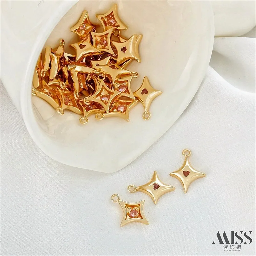 

14K Gold-wrapped Zircon Love Star Pendant DIY Star Pendant Handmade Bracelet Necklace Jewelry Accessories