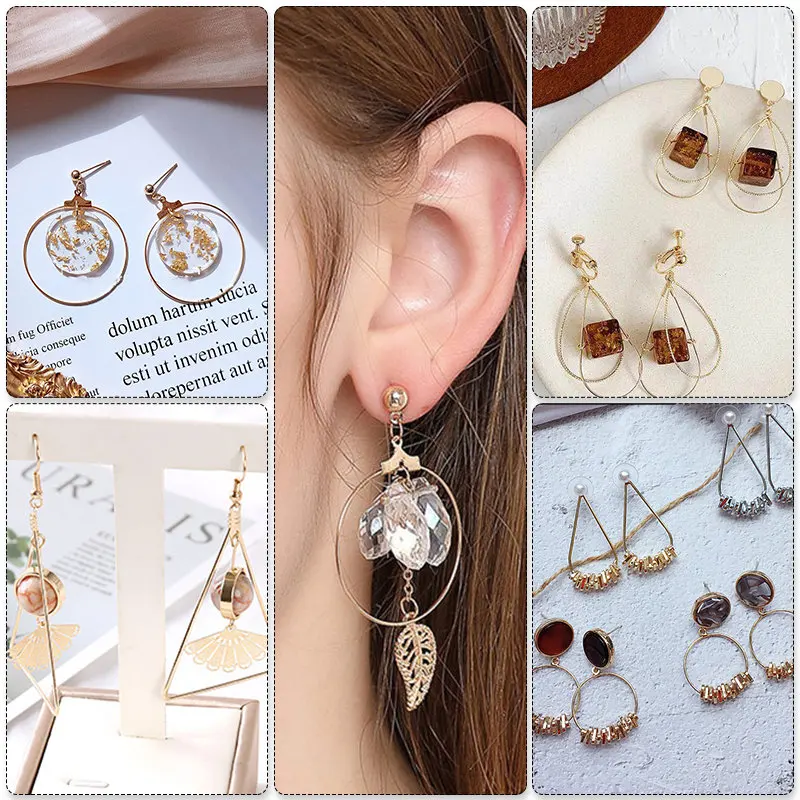 Silver Gold Color Copper Hoops Earrings Kit Earrings Clasps Hooks Ear Wire Hoops Earrings Wires For DIY Jewelry Making Supplies