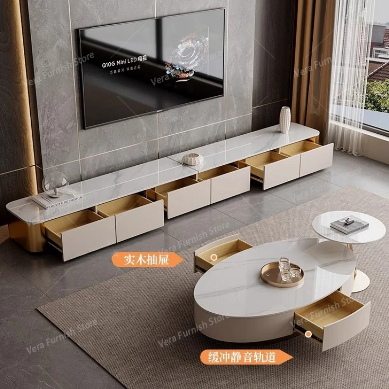 

Light Luxury Modern Simple TV Stand Living Room Furniture home Paint Extended TV Cabinet Coffee Table Combination Muebles Salon