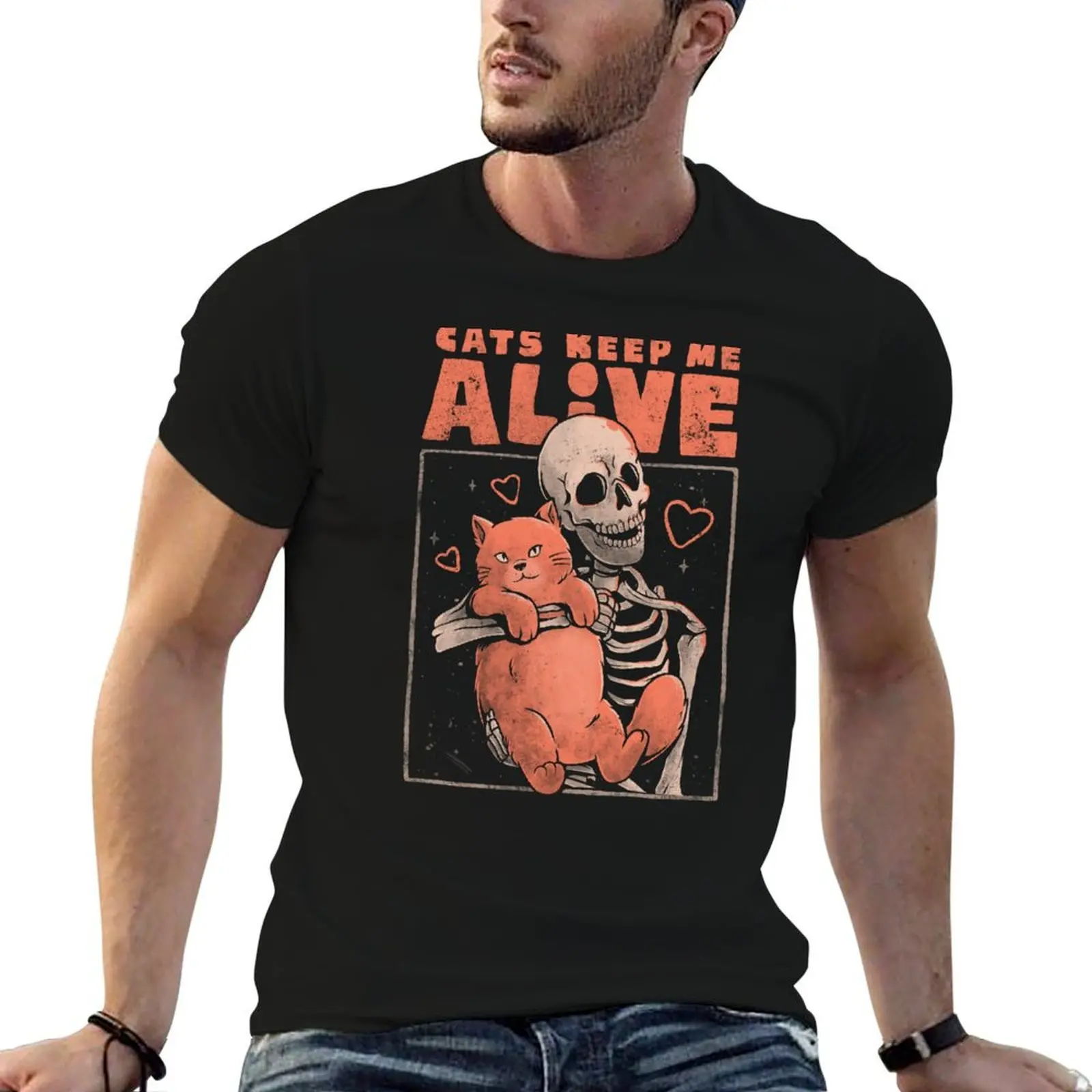 T-shirt Cats Keep Me Alive - Dead Skull Evil Gift, t-shirts pour hommes, t-shirts graphiques en coton, t-shirt 100%
