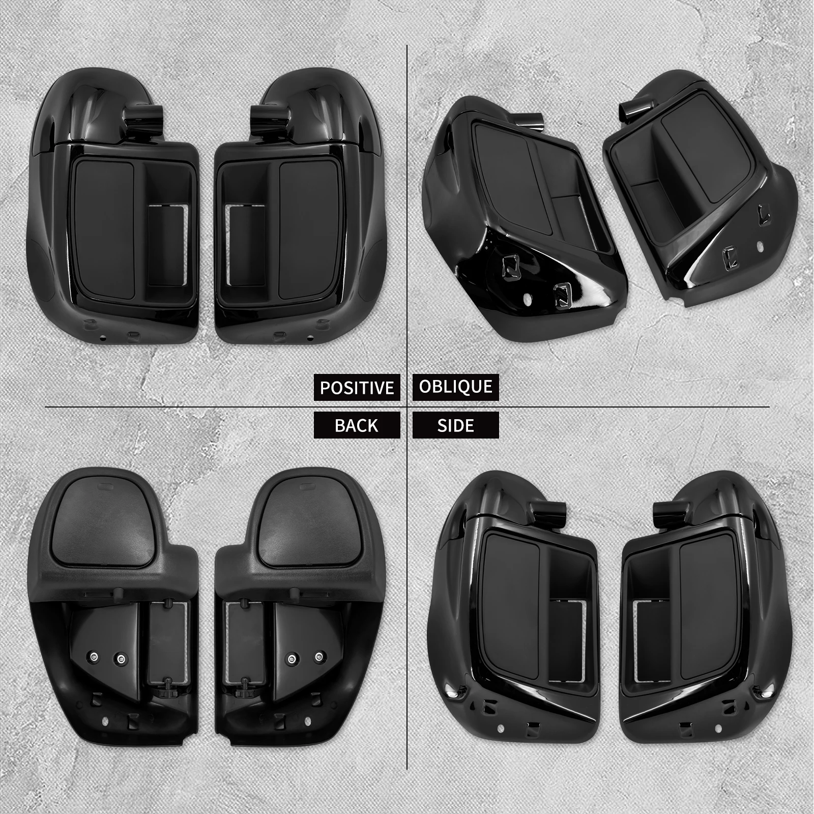 Motorrad glänzend schwarz unten belüftet Bein Verkleidung Handschuhfach für Harley Touring Street Glide Ultra Road King 2014–2022 2023