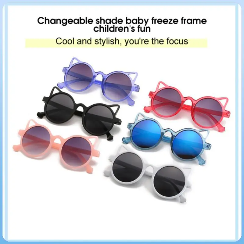 Cartoon Sunglasses Colorful Summer Outdoor Glasses Cat Eye Eyewear Children Girls Round Frame Beach Plastic Очки Солнечные