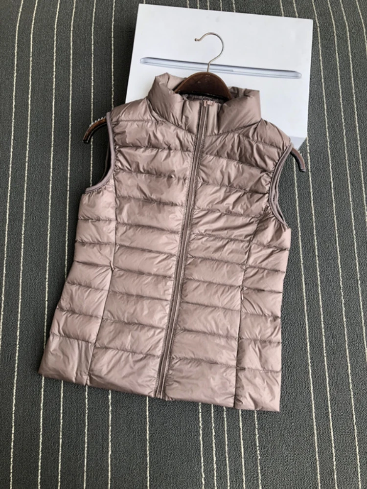 90% piumino d'anatra bianco ultraleggero gilet da donna cappotto sottile da donna in piumino d'anatra senza maniche gilet con colletto alla coreana