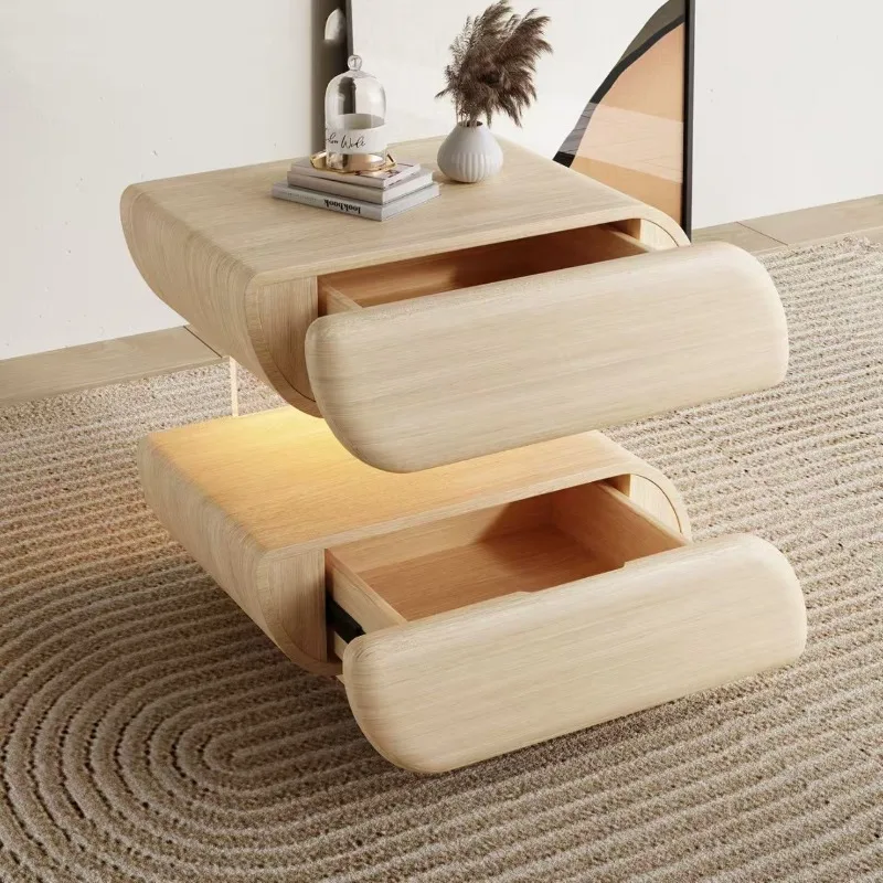 Modern solid wood bedside locker with 2 drawers, eco-friendly and durable bedroom furniture