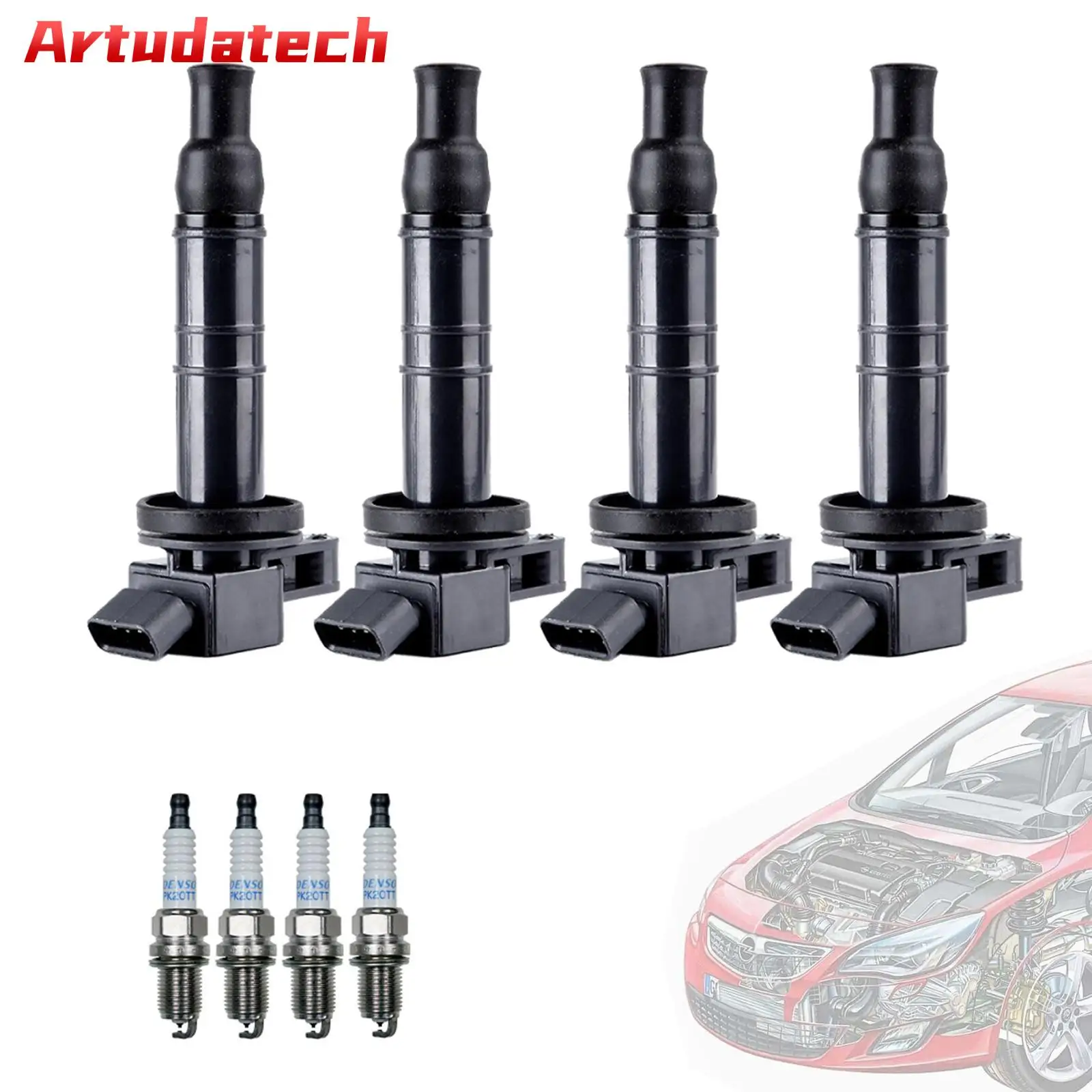 

Artudatech 4x Ignition Coil+Spark Plug UF333 UF494 For Toyota Camry 2.4L 2002-2005 2006 2007 2008 2009 2010 2011 Car Accessories