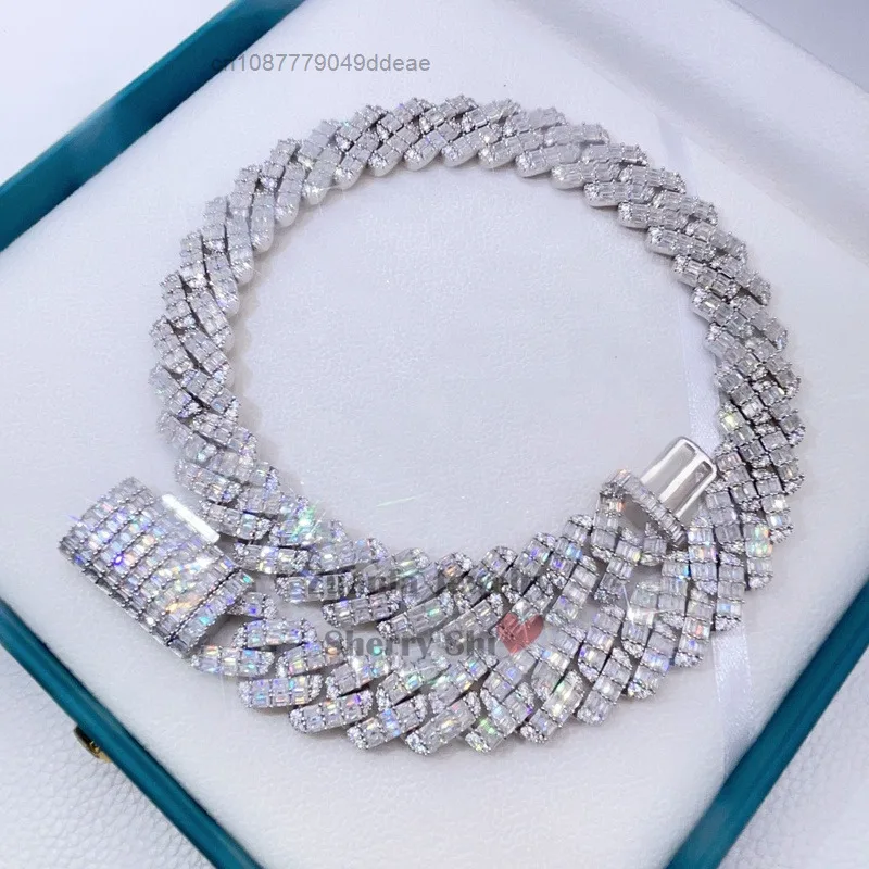 

Drop Shipping Luxury Sterling Silver 20 mm Vvs Moissanite Hip Hop Cuban Chain Necklace
