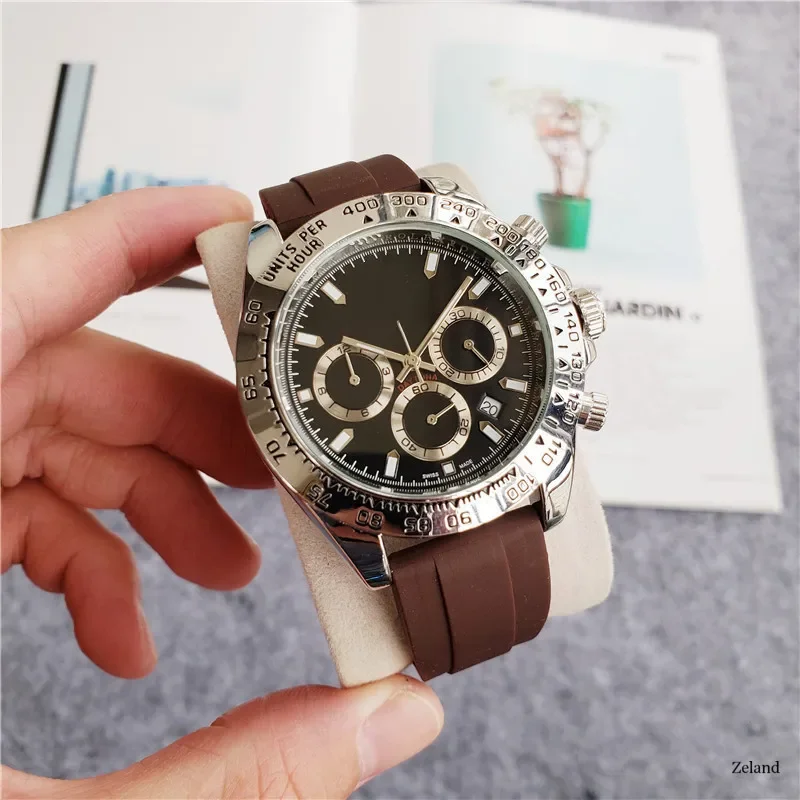 2025 famoso relógio de quartzo para homens luxo cronógrafo moda safira na moda elegante esportes masculino banda aço relógios pulso