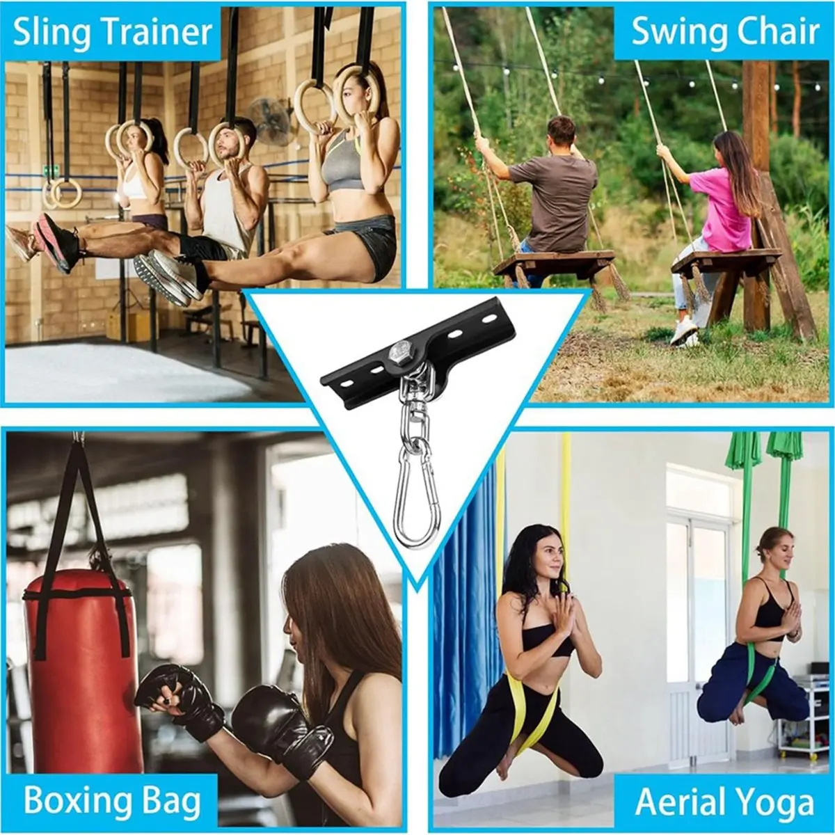 360°Swivel Swing Hangers,Heavy Duty Swing Suspension Hook,400 Lbs Capacity Playground Gym Boxing Bag Hammock Chair