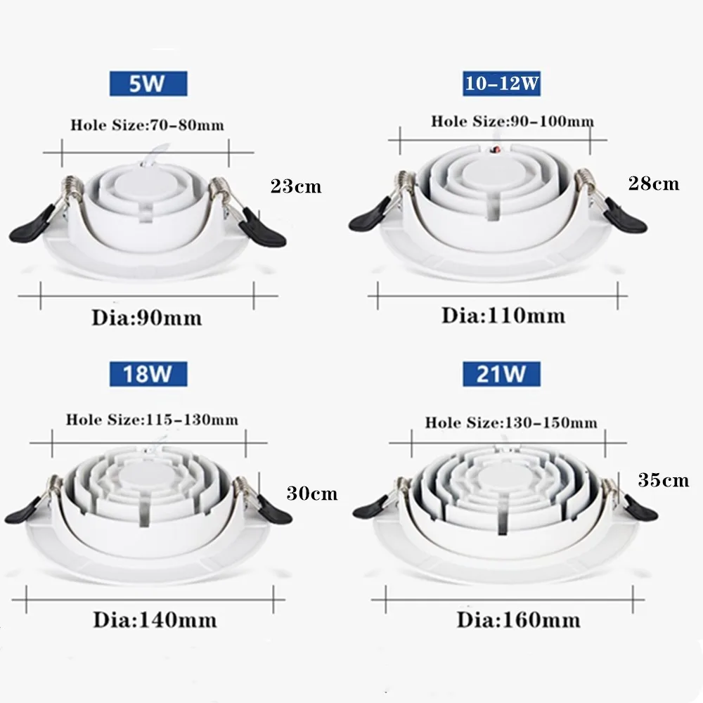 Faretti da incasso a LED dimmerabili AC90V-260V 5W 10W 12W COB Chip da incasso lampade da soffitto ultrasottili faretti per la casa